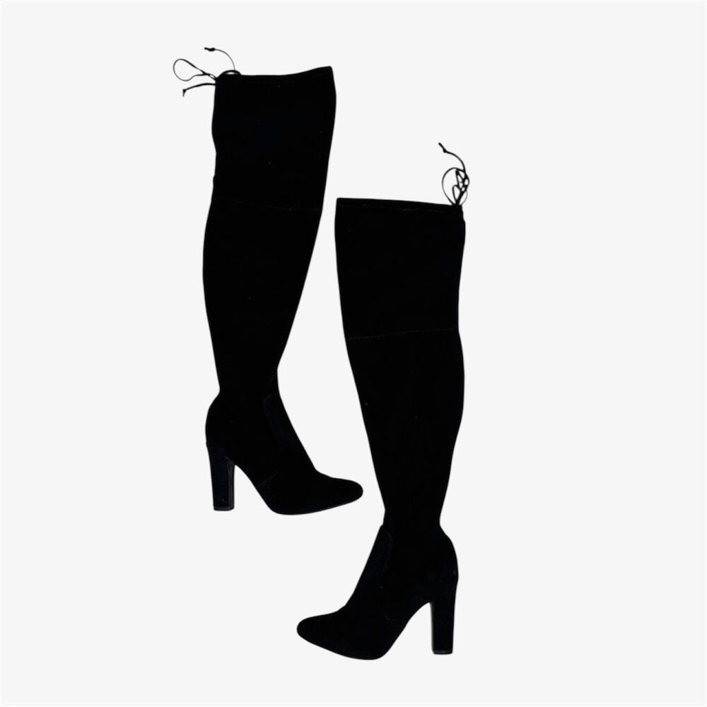 Black faux suede over the knee boots sexy